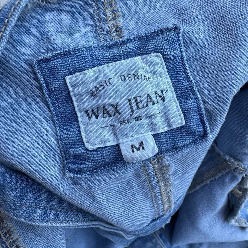 Wax Jeans Denim Overall Dress Button Front Knee Length Size Medium - Picture 8 of 10